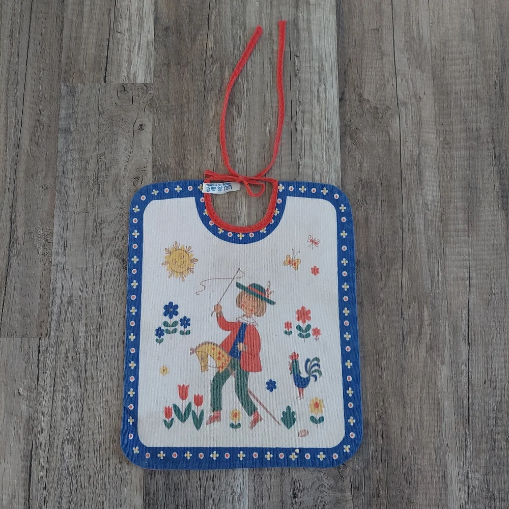 Vintage Kolf Baby Bib Reversible Austrian Folk Art
